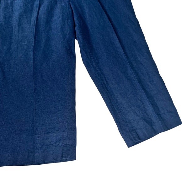 Talbots Bristol Linen Crop Pants Navy Blue Size 16 Petite Summer Classic NWOT - Picture 8 of 12